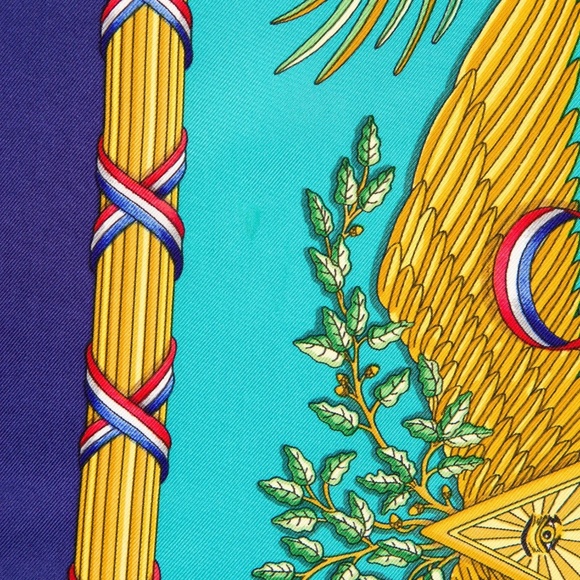 Hermes Republique Francaise Liberte Egalite Fraternite 1789 Teal Silk Scarf - Picture 2 of 2